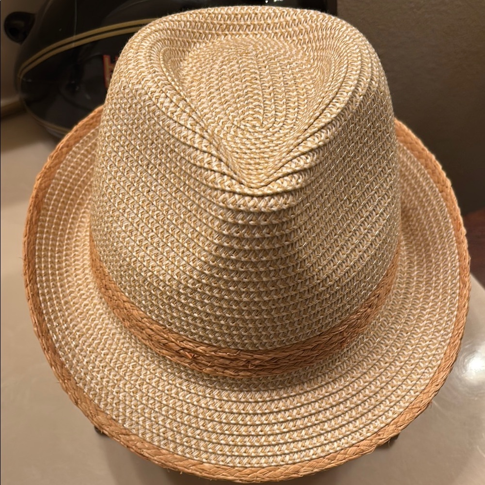 Woven Straw Fedora Hat in Natural Tan